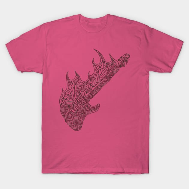 Flaming Bass Guitar T-Shirt by PsychedelicDesignCompany